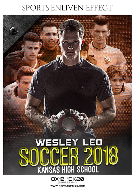 Wesley Leo Soccer Sports Memory Mates Photoshop Template - Photography Photoshop Template